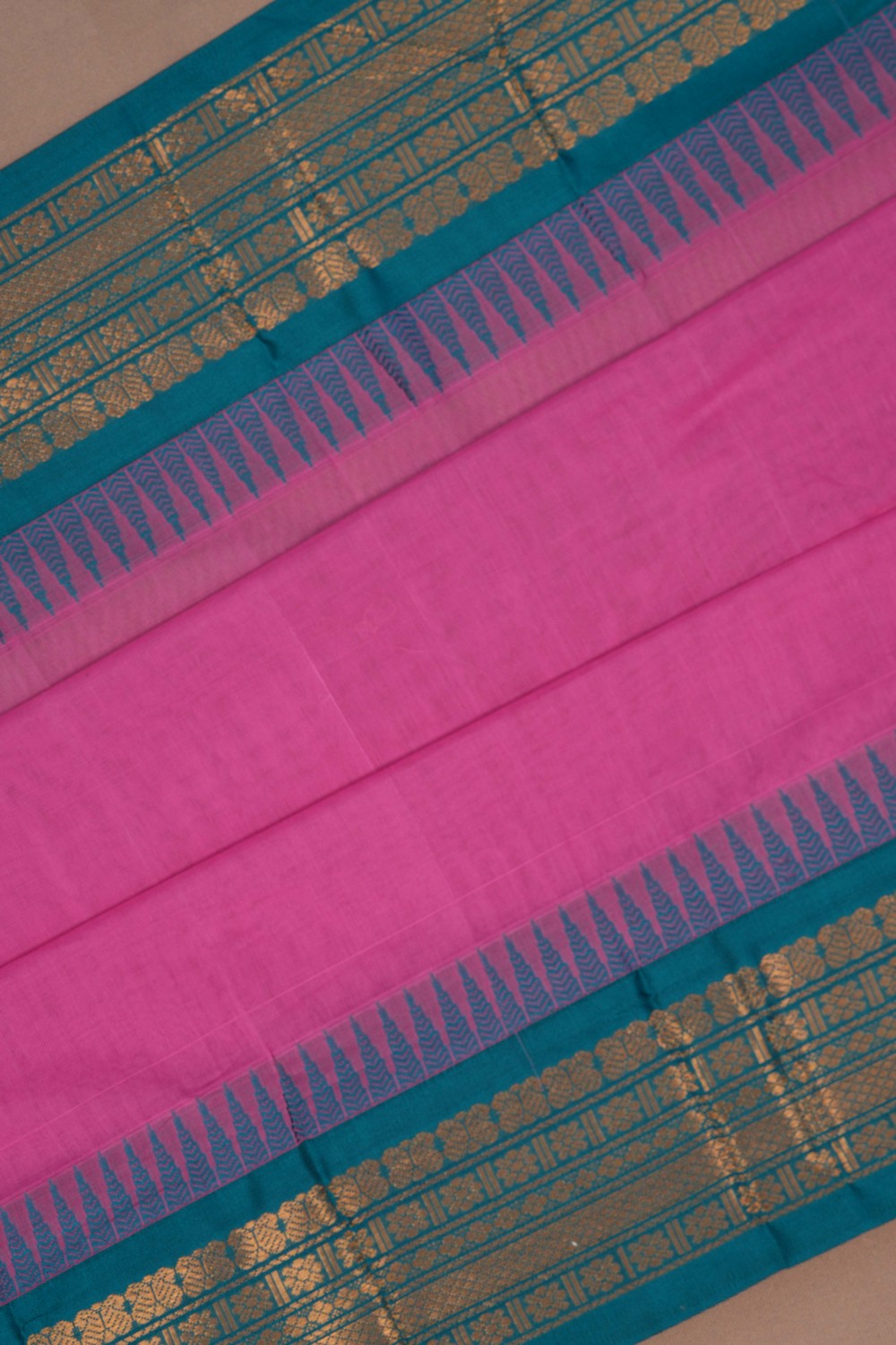 Image of Gadwal Cotton Pink Saree